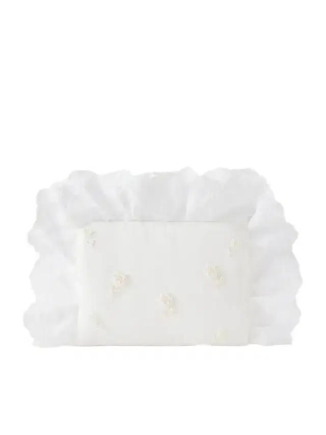 Pillowcase Broderie Anglaise-trimmed Embellished Embroidered Twill Clutch