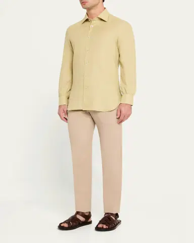Kiton Men's Linen Sport Shirt | Thumbnail 2 Kiton Men's Linen Sport Shirt | Thumbnail 2