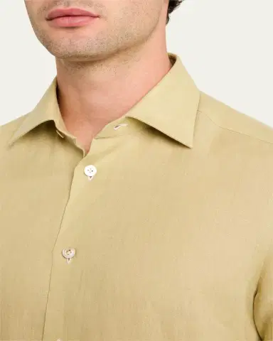 Kiton Men's Linen Sport Shirt | Thumbnail 5 Kiton Men's Linen Sport Shirt | Thumbnail 5