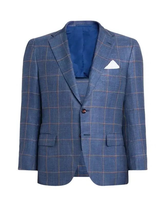 Men's Cashmere, Silk, and Linen Windowpane Sport Coat