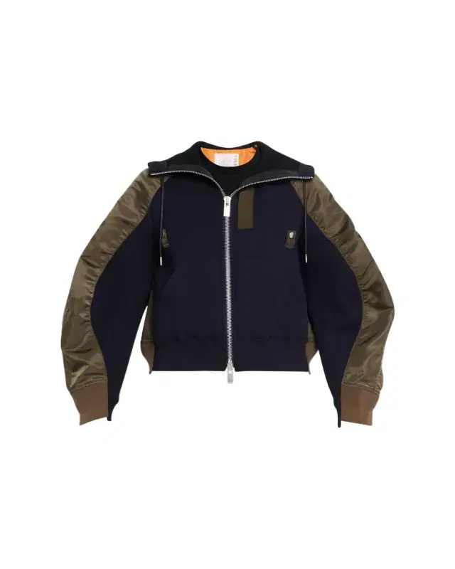Mixed-Media Zip Hooded Jacket