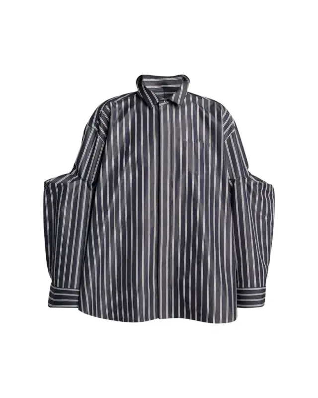 Striped Poplin Oversized Button-Down Shirt