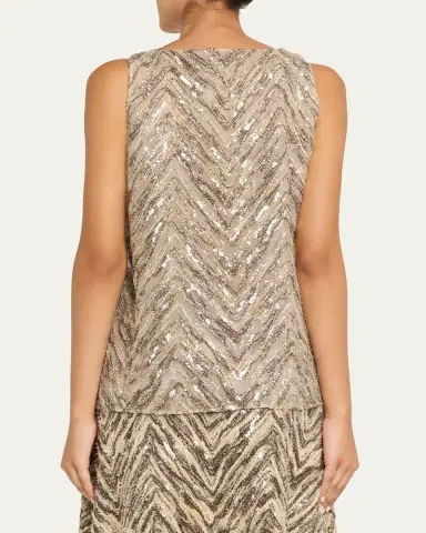 Brunello Cucinelli Bead & Sequin Silk Crepe Tank | Thumbnail 3