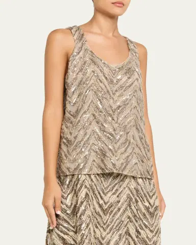 Brunello Cucinelli Bead & Sequin Silk Crepe Tank | Thumbnail 4