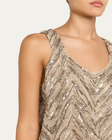 Brunello Cucinelli Bead & Sequin Silk Crepe Tank | Thumbnail 5