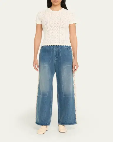 Sea Georgia Pointelle Knit Short-Sleeve Top | Thumbnail 2