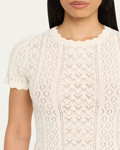 Sea Georgia Pointelle Knit Short-Sleeve Top | Thumbnail 5