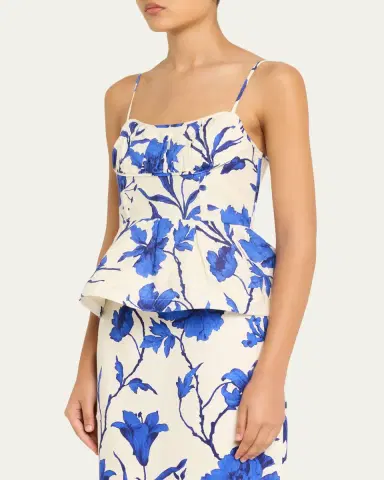 Cara Cara Alba Printed Fit-&-Flare Linen Top | Thumbnail 4 Cara Cara Alba Printed Fit-&-Flare Linen Top | Thumbnail 4