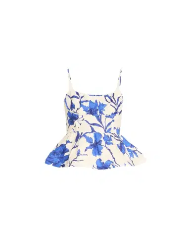 Cara Cara Alba Printed Fit-&-Flare Linen Top | Thumbnail 1 Cara Cara Alba Printed Fit-&-Flare Linen Top | Thumbnail 1