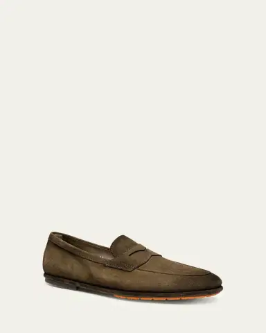 Santoni Men's Carlo Burnished Suede Driving Shoes | Thumbnail 2