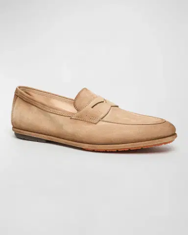 Santoni Men's Carlo Burnished Suede Driving Shoes | Thumbnail 3