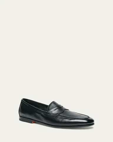 Santoni Men's Carlo Soft Leather Reverse Goodyear Penny Loafers | Thumbnail 2