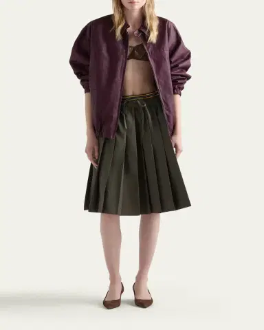 Prada Layered Cotton Pleated Pull-On Skirt | Thumbnail 2