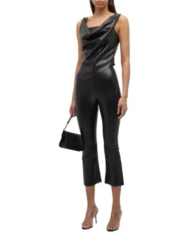 Commando Faux Leather Cropped Flare Pants | Thumbnail 1 Commando Faux Leather Cropped Flare Pants | Thumbnail 1