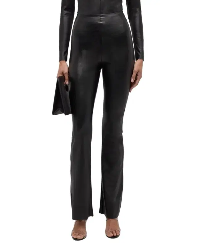 Faux-Leather Flared Leggings