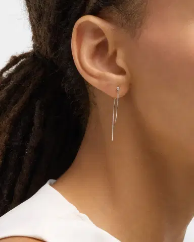 LANA 14K Gold Mini Wire Hooked On Hoop Earrings with Diamonds, 38mm | Thumbnail 2