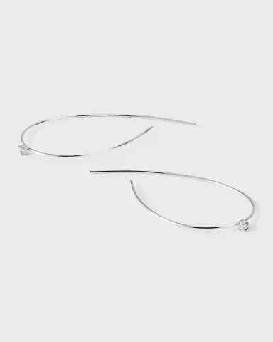 LANA 14K Gold Mini Wire Hooked On Hoop Earrings with Diamonds, 38mm | Thumbnail 3