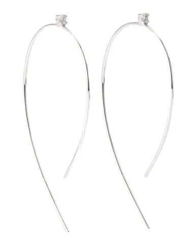 LANA 14K Gold Mini Wire Hooked On Hoop Earrings with Diamonds, 38mm | Thumbnail 1