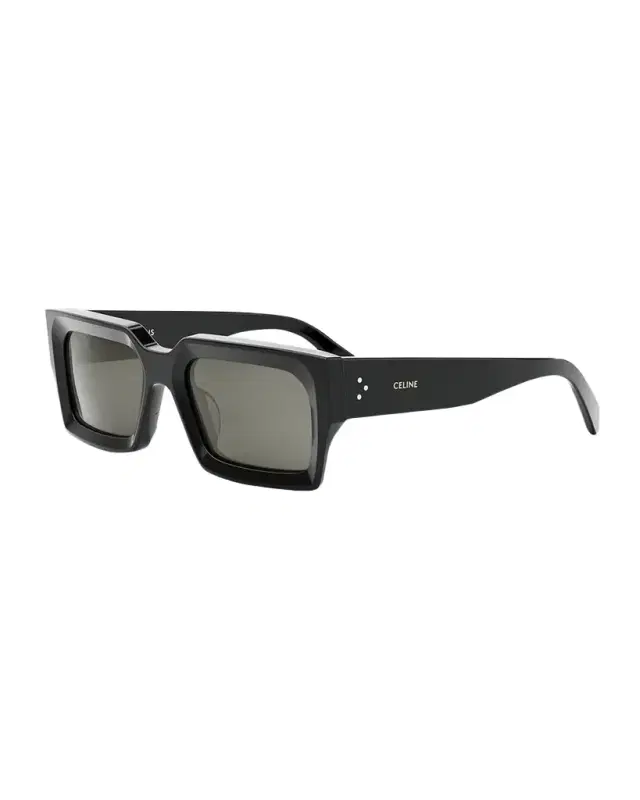 Bold 3 Dots Beveled Acetate Rectangle Sunglasses