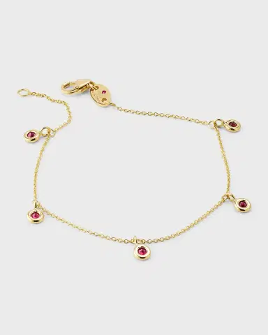 Roberto Coin 18K Yellow Gold Ruby 5 Station Bracelet | Thumbnail 3
