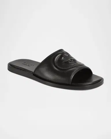 Gucci Men's Leather Interlocking G Slide Sandals | Thumbnail 2