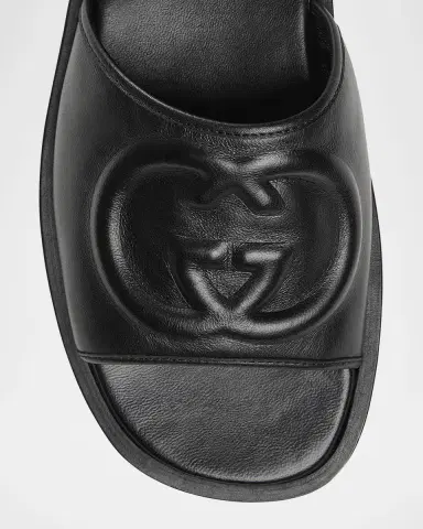 Gucci Men's Leather Interlocking G Slide Sandals | Thumbnail 5