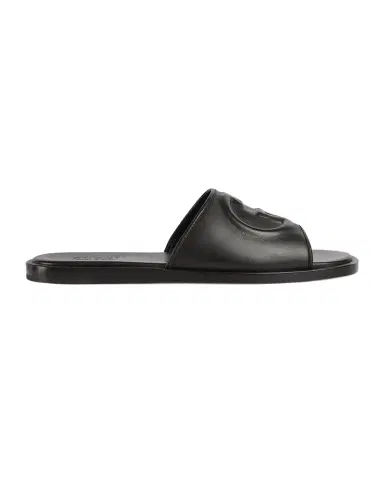 Gucci Men's Leather Interlocking G Slide Sandals | Thumbnail 1