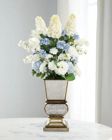 John-Richard Collection French Faux Floral Arrangement in Mirrored Planter | Thumbnail 1