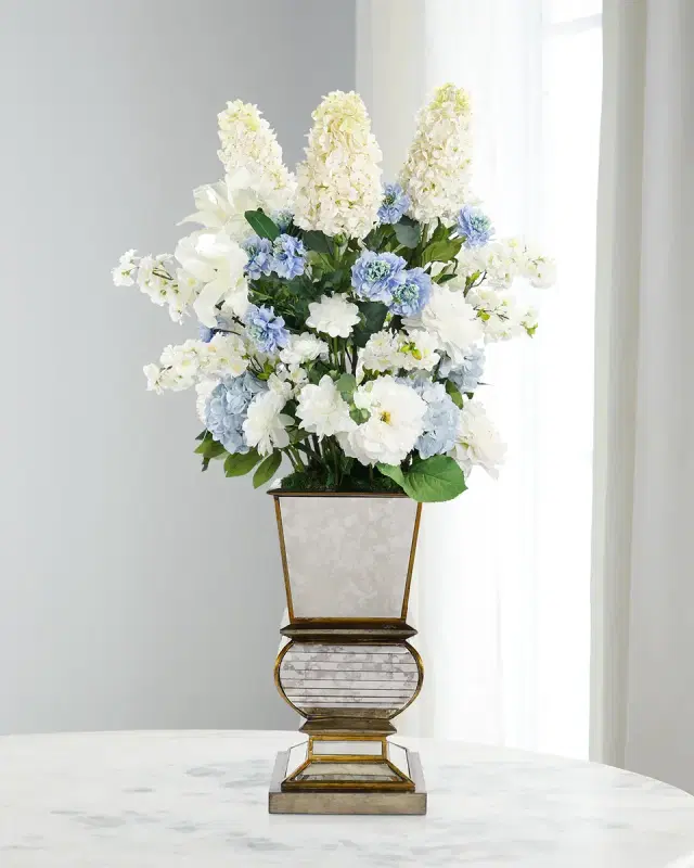 John-Richard Collection French Faux Floral Arrangement in Mirrored Planter