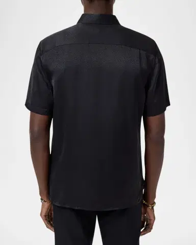 JOHN VARVATOS Men's Embroidered Jacquard Short-Sleeve Shirt | Thumbnail 3 JOHN VARVATOS Men's Embroidered Jacquard Short-Sleeve Shirt | Thumbnail 3