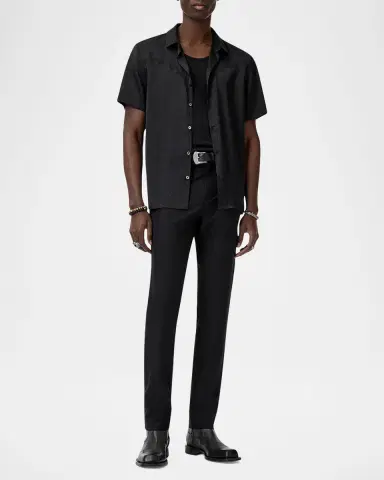 JOHN VARVATOS Men's Embroidered Jacquard Short-Sleeve Shirt | Thumbnail 4 JOHN VARVATOS Men's Embroidered Jacquard Short-Sleeve Shirt | Thumbnail 4