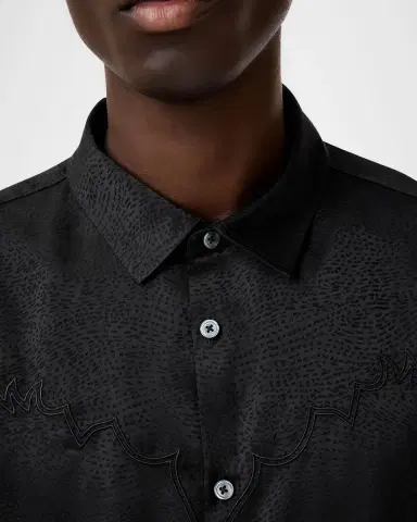 JOHN VARVATOS Men's Embroidered Jacquard Short-Sleeve Shirt | Thumbnail 5 JOHN VARVATOS Men's Embroidered Jacquard Short-Sleeve Shirt | Thumbnail 5