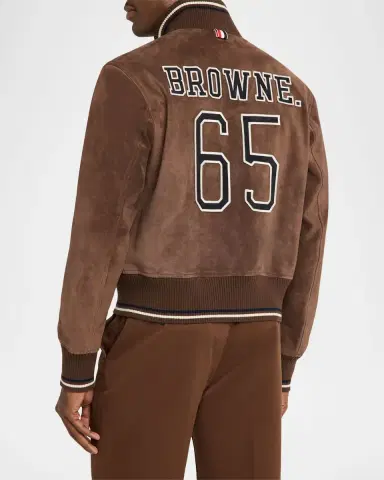 Thom Browne Men's Browne 65 Suede Bomber Jacket | Thumbnail 2 Thom Browne Men's Browne 65 Suede Bomber Jacket | Thumbnail 2
