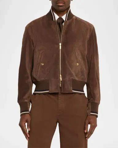 Thom Browne Men's Browne 65 Suede Bomber Jacket | Thumbnail 3 Thom Browne Men's Browne 65 Suede Bomber Jacket | Thumbnail 3