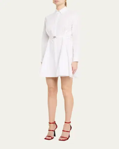 Versace Belted Long-Sleeve Mini Shirtdress | Thumbnail 4 Versace Belted Long-Sleeve Mini Shirtdress | Thumbnail 4