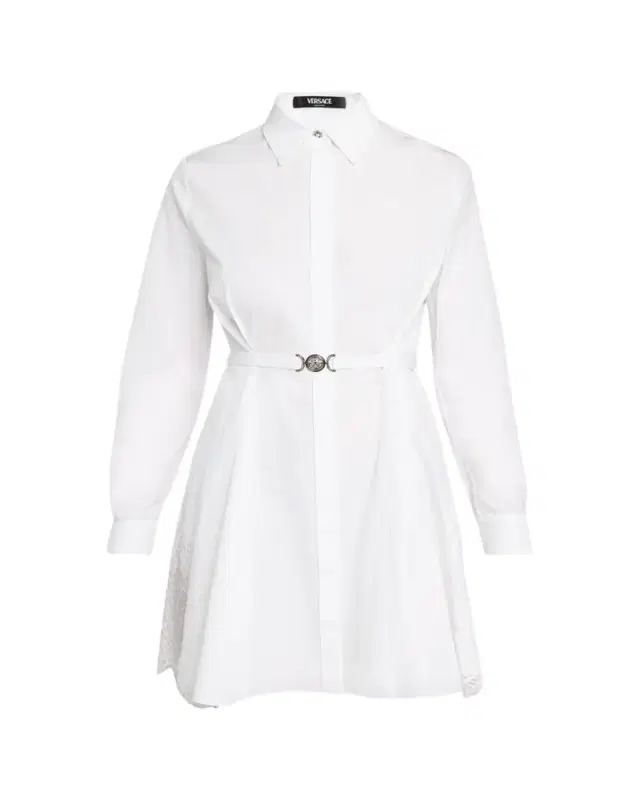 Versace Belted Long-Sleeve Mini Shirtdress