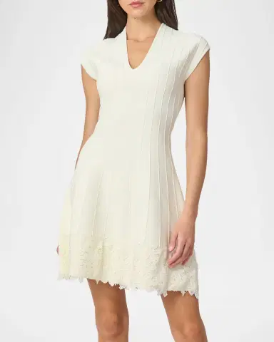 Shoshanna Azalea Seamed Lace-Trim Mini Dress | Thumbnail 3 Shoshanna Azalea Seamed Lace-Trim Mini Dress | Thumbnail 3