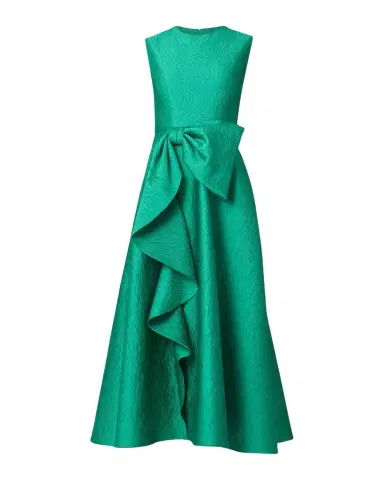Shoshanna Laura Sleeveless Bow Draped Jacquard Midi Dress | Thumbnail 1
