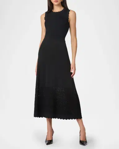 Shoshanna Brooke Sleeveless Scalloped Knit Midi Dress | Thumbnail 2