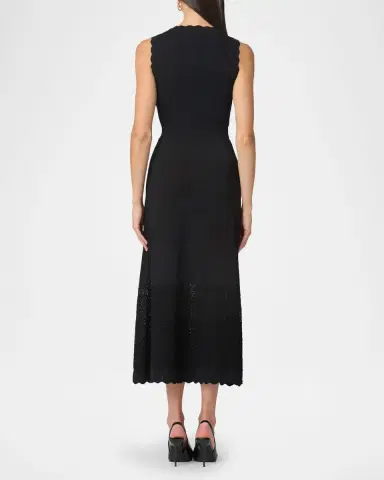 Shoshanna Brooke Sleeveless Scalloped Knit Midi Dress | Thumbnail 3