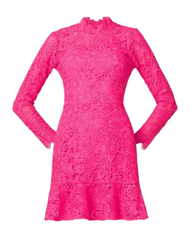 Shoshanna Gracie Floral Lace Flounce-Hem Mini Dress