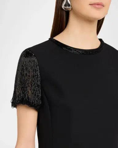 Oscar de la Renta Bugle Bead Embroidered Cocktail Dress | Thumbnail 5 Oscar de la Renta Bugle Bead Embroidered Cocktail Dress | Thumbnail 5