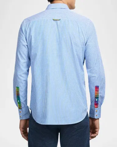 Robert Graham Men 's Floral-Stripe Cotton Button-Down Shirt | Thumbnail 3 Robert Graham Men 's Floral-Stripe Cotton Button-Down Shirt | Thumbnail 3