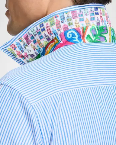 Robert Graham Men 's Floral-Stripe Cotton Button-Down Shirt | Thumbnail 6 Robert Graham Men 's Floral-Stripe Cotton Button-Down Shirt | Thumbnail 6