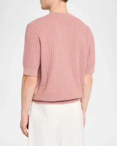 Dolce & Gabbana Men's Cotton Jacquard Knit Short-Sleeve Sweater | Thumbnail 3 Dolce & Gabbana Men's Cotton Jacquard Knit Short-Sleeve Sweater | Thumbnail 3