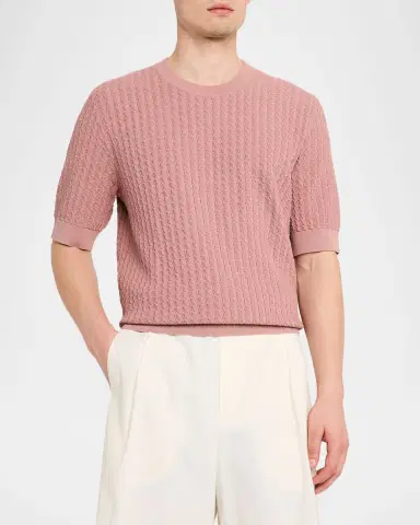 Dolce & Gabbana Men's Cotton Jacquard Knit Short-Sleeve Sweater | Thumbnail 4 Dolce & Gabbana Men's Cotton Jacquard Knit Short-Sleeve Sweater | Thumbnail 4