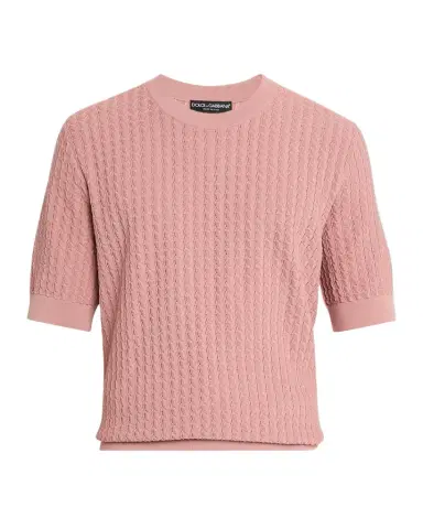 Dolce & Gabbana Men's Cotton Jacquard Knit Short-Sleeve Sweater | Thumbnail 1 Dolce & Gabbana Men's Cotton Jacquard Knit Short-Sleeve Sweater | Thumbnail 1