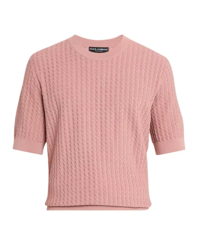 Men 's Cotton Jacquard Knit Short-Sleeve Sweater
