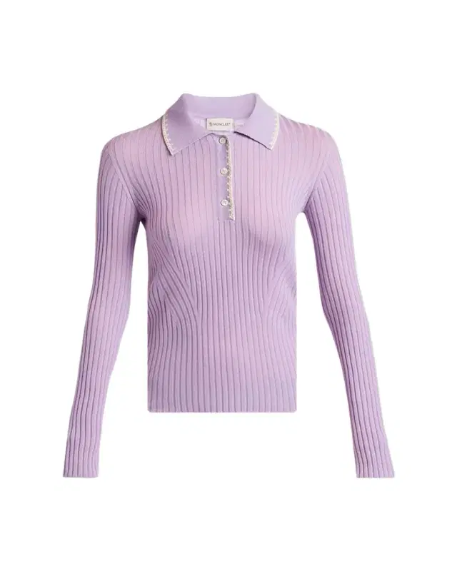 Long-Sleeve Rib-Knit Polo