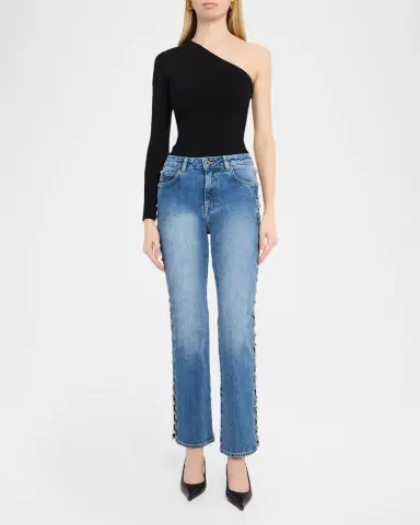 SIMKHAI Amelia Embellished Straight Jeans | Thumbnail 2